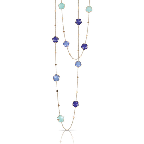 Petit Joli 18K Rose Gold in the Blue Sautoir Mixed Gems & Diamond Necklace
