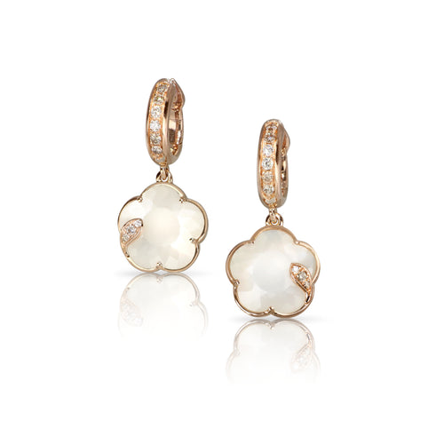 Pasquale Bruni Jewelry - Petit Joli 18K Rose Gold Lunaire Moonstone & Diamond Drop Hoop Earrings | Manfredi Jewels