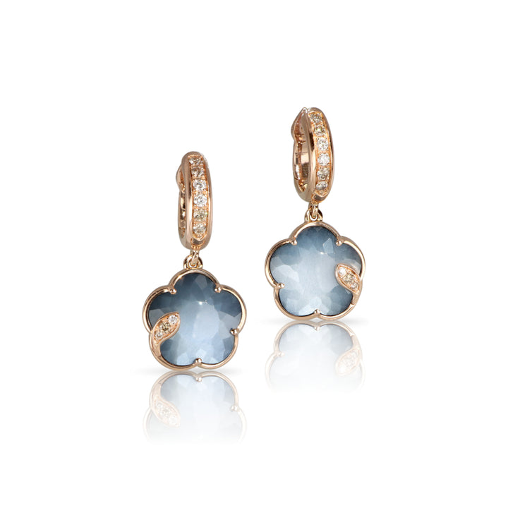 Pasquale Bruni Jewelry - Petit Joli 18K Rose Gold Lunaire Onyx & White Moonstone Diamond Drop Pavé Hoop Earrings | Manfredi Jewels