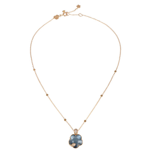 Pasquale Bruni Jewelry - Petit Joli 18K Rose Gold Lunar Night Blue Onyx Moonstone & Diamond Flower Pendant Necklace | Manfredi Jewels