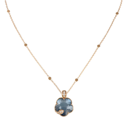 Pasquale Bruni Jewelry - Petit Joli 18K Rose Gold Lunar Night Blue Onyx Moonstone & Diamond Flower Pendant Necklace | Manfredi Jewels