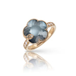 Pasquale Bruni Jewelry - Petit Joli 18K Rose Gold Lunar Night Onyx & White Moonstone Diamond Pavé Flower Ring | Manfredi Jewels