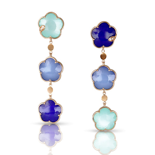 Pasquale Bruni Jewelry - Petit Joli 18K Rose Gold The Blue Bouquet Lapis & Diamond Drop Earrings | Manfredi Jewels