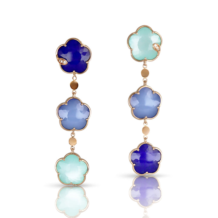 Pasquale Bruni Jewelry - Petit Joli 18K Rose Gold The Blue Lapis & White Agate Diamond Drop Earrings | Manfredi Jewels
