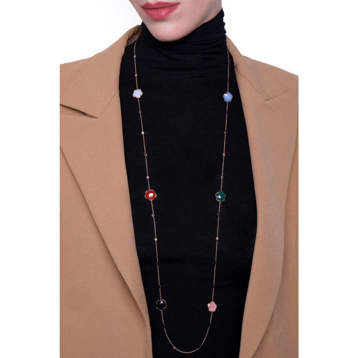 Pasquale Bruni Jewelry - Petit Joli 18K Rose Gold Bouquet Sautoir Mixed Gems & Diamond Necklace | Manfredi Jewels