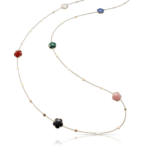 Petit Joli Bouquet Sautoir 18K Rose Colored Gems & Diamond Necklace