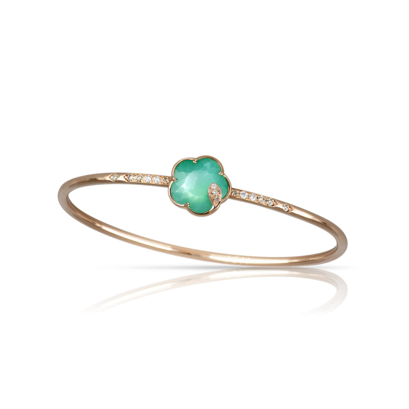 Pasquale Bruni Jewelry - Petit Joli Lunaire 18K Rose Gold Lunar Garden & Diamond Flower Bangle Bracelet | Manfredi Jewels