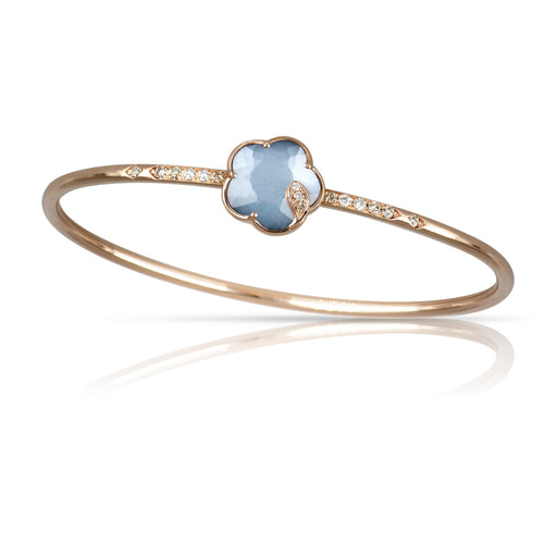 Pasquale Bruni Jewelry - Petit Joli Lunaire 18K Rose Gold Lunar Night Blue gem & Diamond Flower Bangle Bracelet | Manfredi Jewels