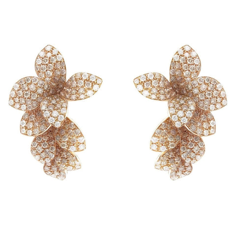 Stella In Fiore 18K Rose Gold Pavé Diamond Earrings