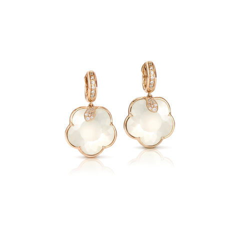Ton Joli 18K Rose Gold Lunaire Mother of Pearl, White Moonstone, and Diamond Earrings