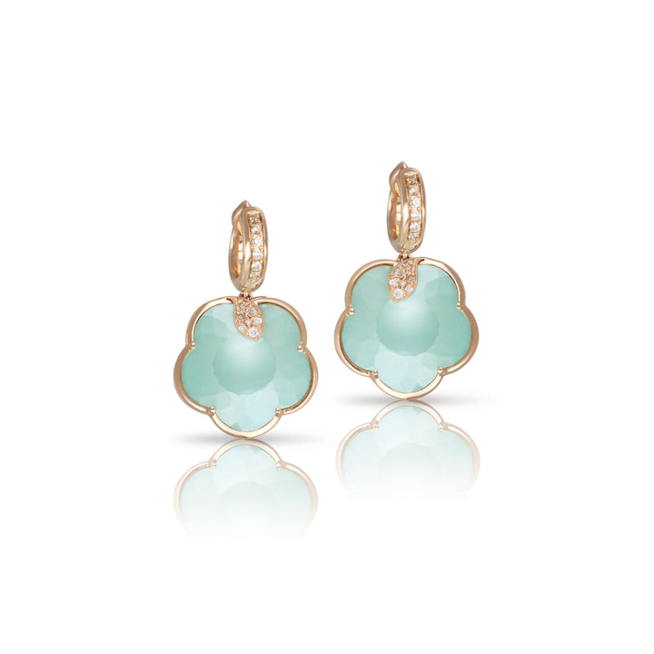 Pasquale Bruni Jewelry - Ton Joli 18K Rose Gold Turquoise & White Moonstone Diamond Pavé Hoop Earrings | Manfredi Jewels