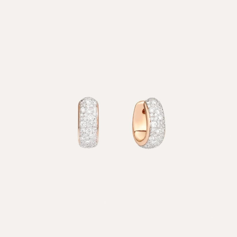 Pomellato Jewelry - Iconica 18K Rose Gold Bold Diamonds Pavé Hoop Earrings | Manfredi Jewels