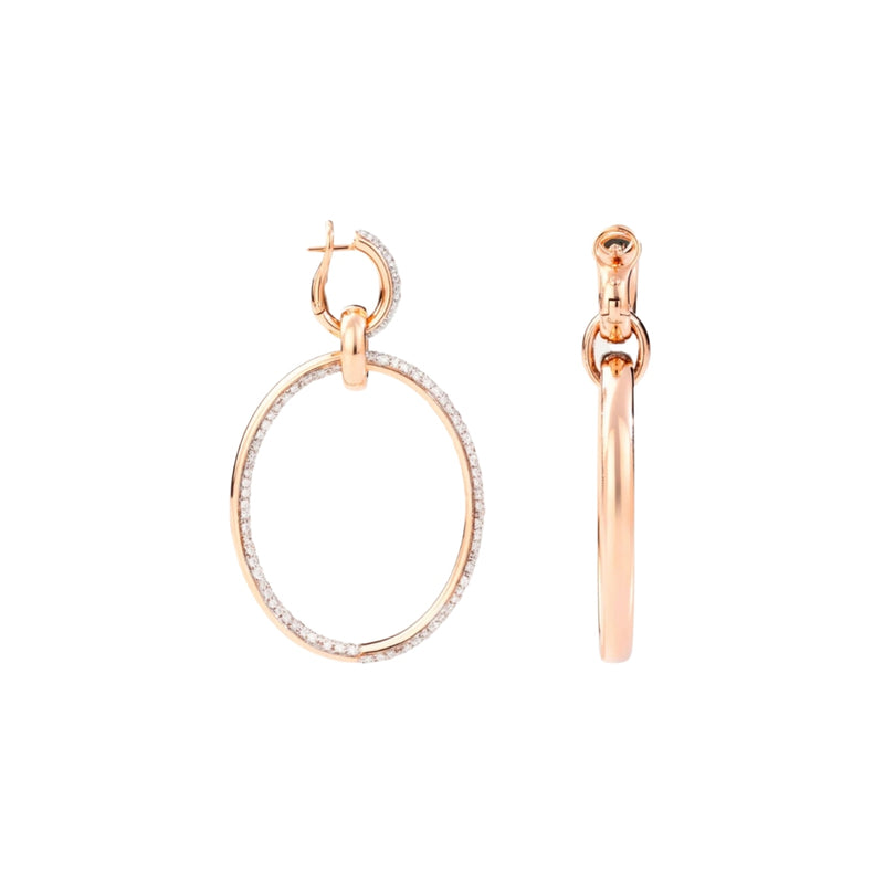 Pomellato Jewelry - Iconica 18K Rose Gold Diamonds Hoop Earrings | Manfredi Jewels