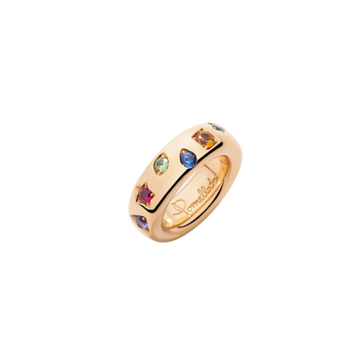 Pomellato Jewelry - Iconica 18K Rose Gold Mixed Gemstones Slim Ring | Manfredi Jewels