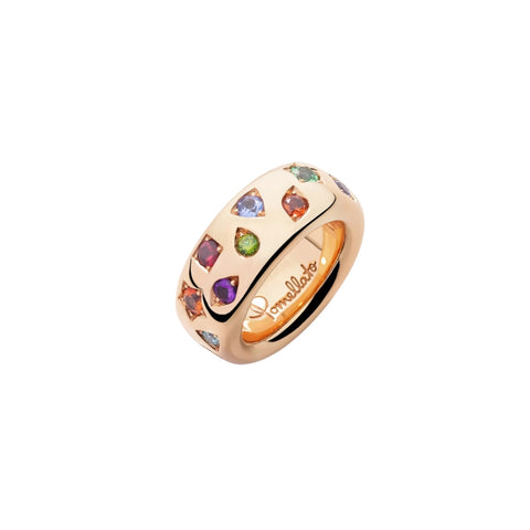 Iconica 18K Rose Gold Mixed Gemstones Medium Ring