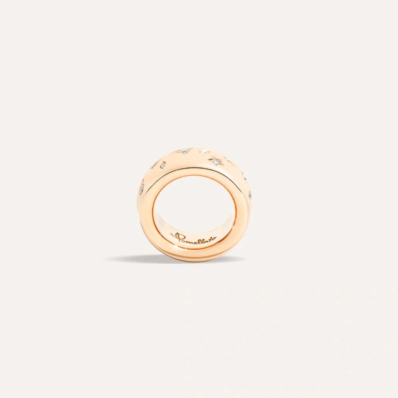 Pomellato Jewelry - Iconica 18K Rose Gold Slim Ring with Fancy Diamonds | Manfredi Jewels