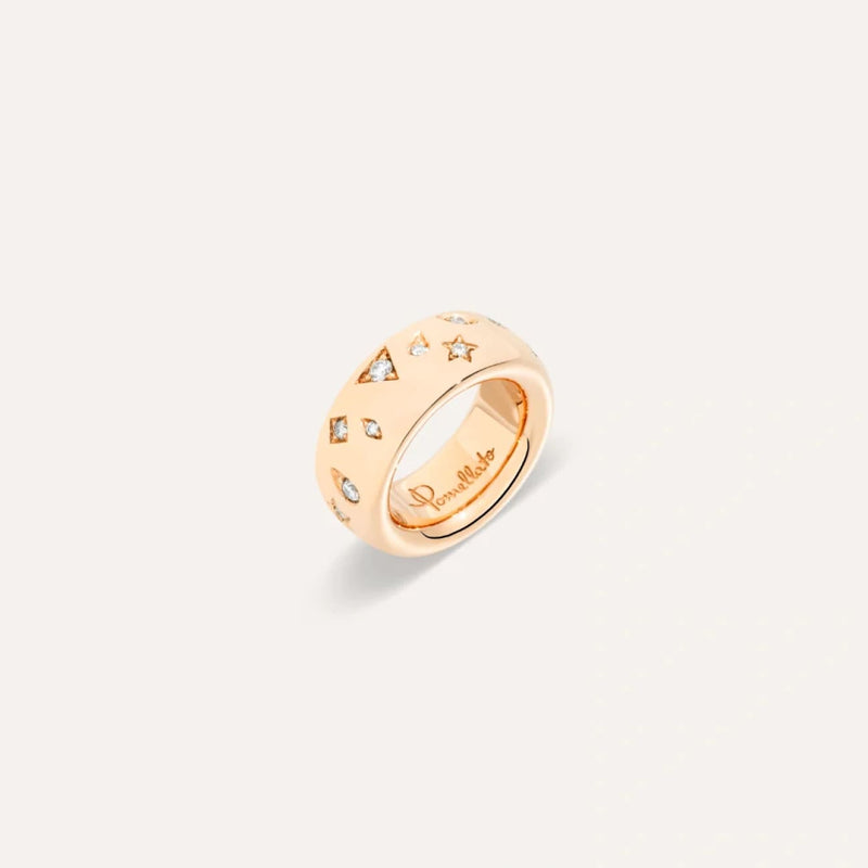 Pomellato Jewelry - Iconica 18K Rose Gold Slim Ring with Fancy Diamonds | Manfredi Jewels