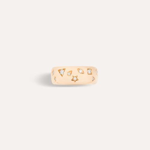Pomellato Jewelry - Iconica 18K Rose Gold Slim Ring with Fancy Diamonds | Manfredi Jewels