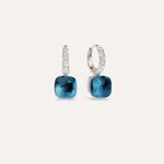 Pomellato Jewelry - Nudo 18K Rose and White Gold London Blue Topaz & Diamond Pavé Classic Earrings | Manfredi Jewels