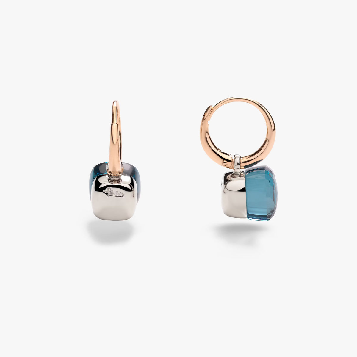 Pomellato Jewelry - Nudo 18K Rose and White Gold London Blue Topaz Petit Earrings | Manfredi Jewels