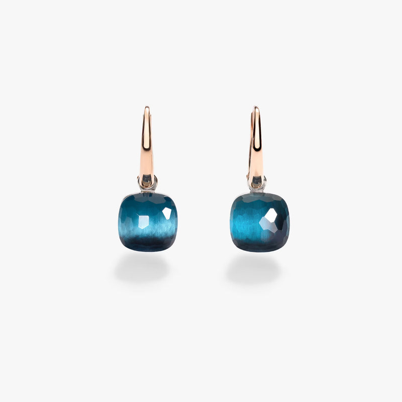 Pomellato Jewelry - Nudo 18K Rose and White Gold London Blue Topaz Petit Earrings | Manfredi Jewels