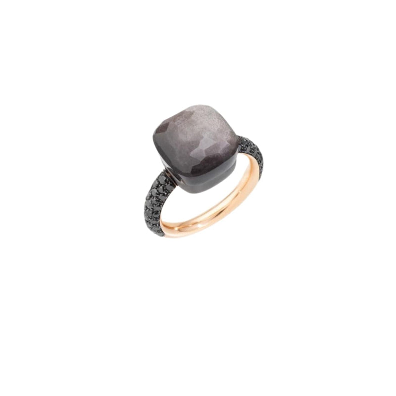 Pomellato Jewelry - Nudo 18K Rose Gold Black Diamond & Obsidian Ring | Manfredi Jewels