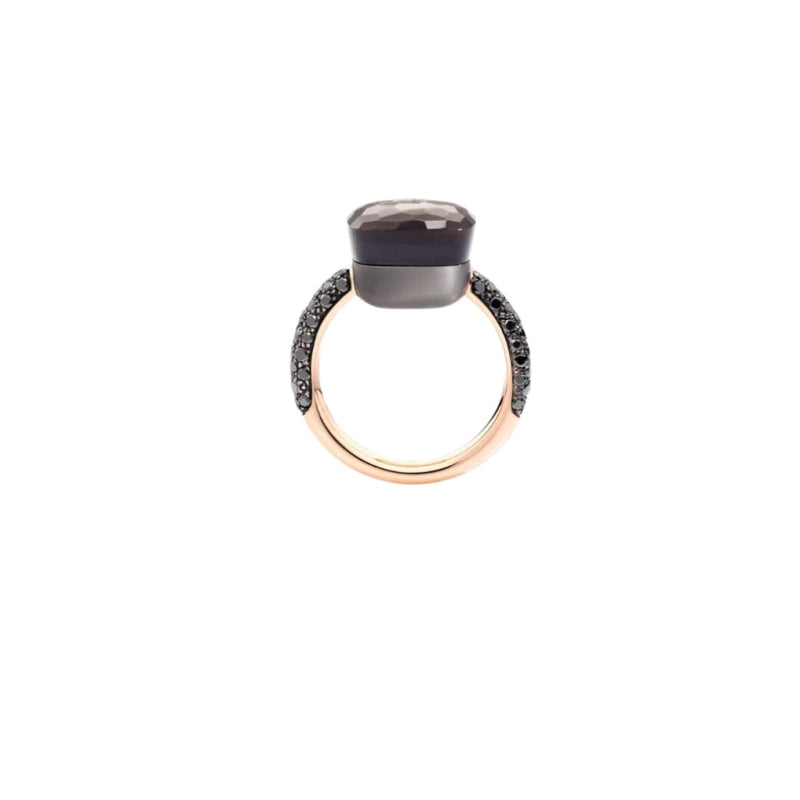 Pomellato Jewelry - Nudo 18K Rose Gold Black Diamond & Obsidian Ring | Manfredi Jewels