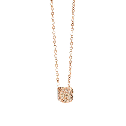 Pomellato Jewelry - Nudo 18K Rose Gold Brown Diamond Pavé Solitaire Pendant with Chain Necklace | Manfredi Jewels