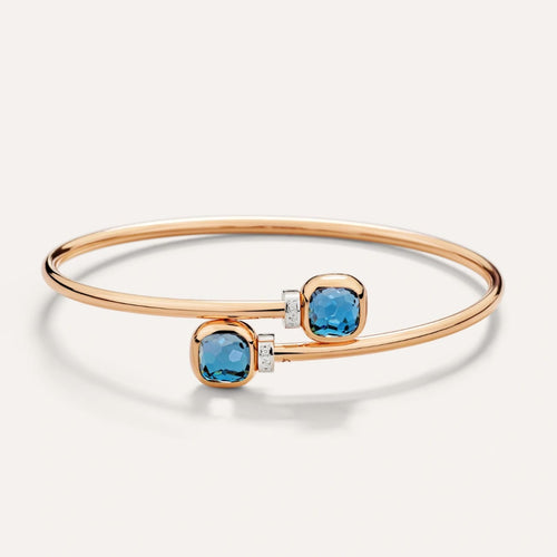Pomellato Jewelry - Nudo 18K Rose Gold Diamond & London Blue Topaz Mini Bangle | Manfredi Jewels