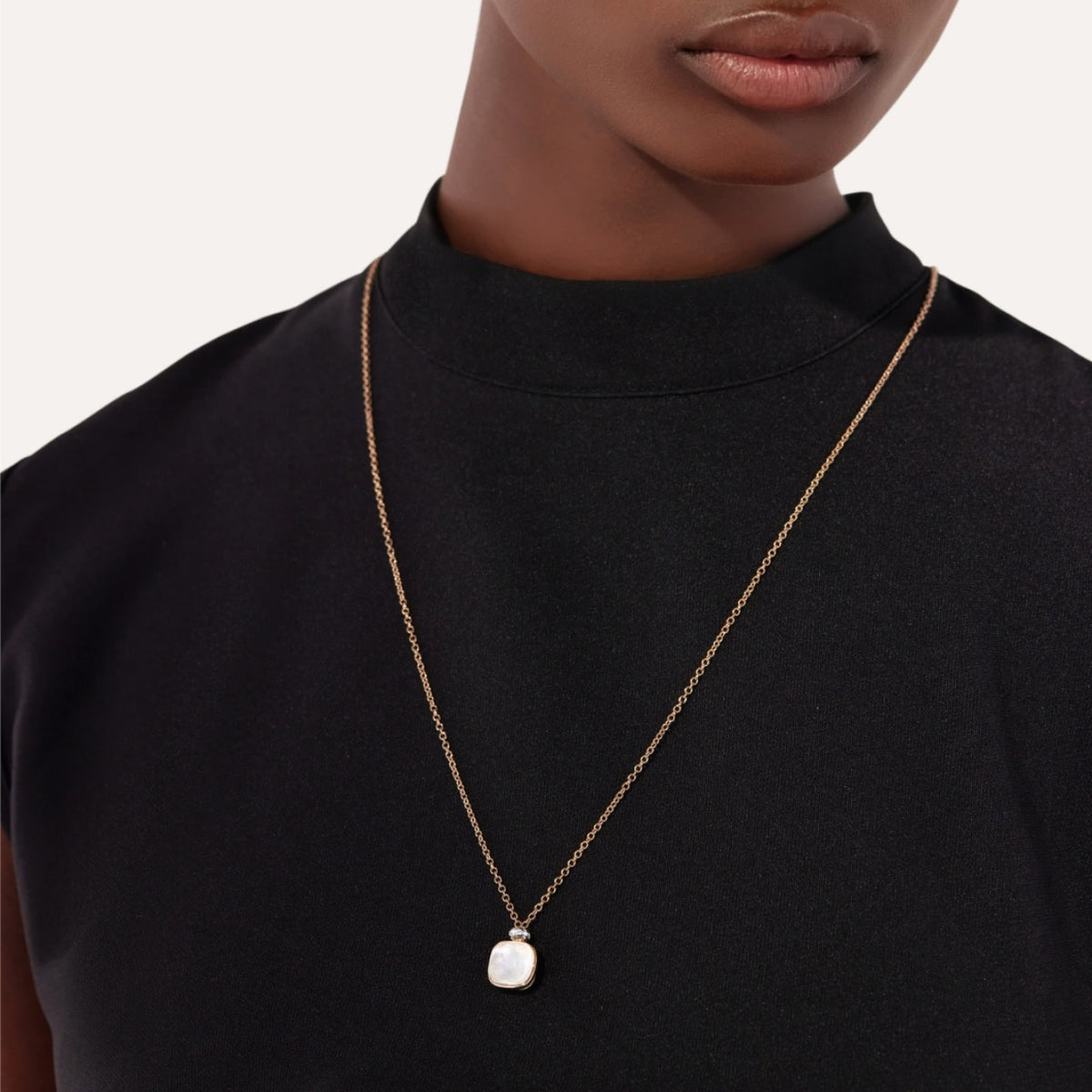 Pomellato Jewelry - Nudo 18K Rose Gold Mother of Pearl Diamond Necklace | Manfredi Jewels