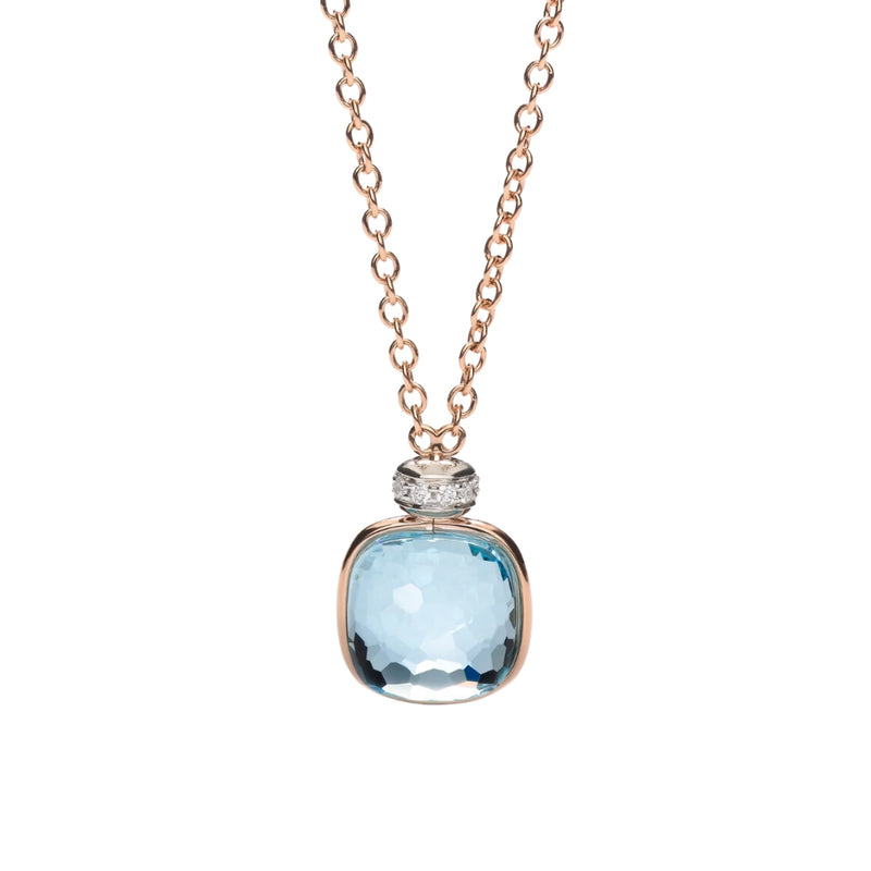 Pomellato Jewelry - Nudo 18K Rose Gold Sky Blue Topaz Diamond Necklace | Manfredi Jewels