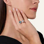 Pomellato Jewelry - Nudo 18K Rose Gold Double Sky Blue Topaz & Diamond Pavé Ring | Manfredi Jewels