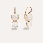 Pomellato Jewelry - Nudo 18K Rose Gold Double White Topaz & Diamond Pavé Classic Earrings | Manfredi Jewels