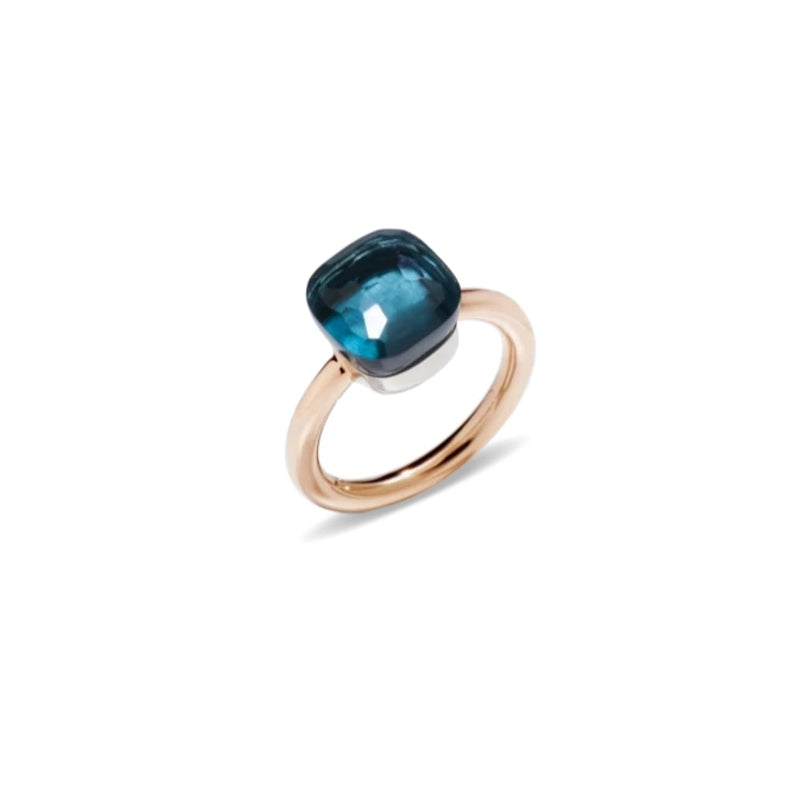 Pomellato Jewelry - Nudo 18K Rose Gold London Blue Topaz Classic Ring | Manfredi Jewels