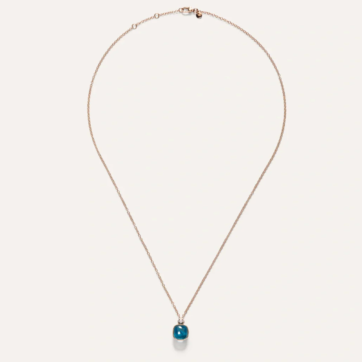 Pomellato Jewelry - Nudo 18K Rose Gold London Blue Topaz Mini Diamond Necklace | Manfredi Jewels