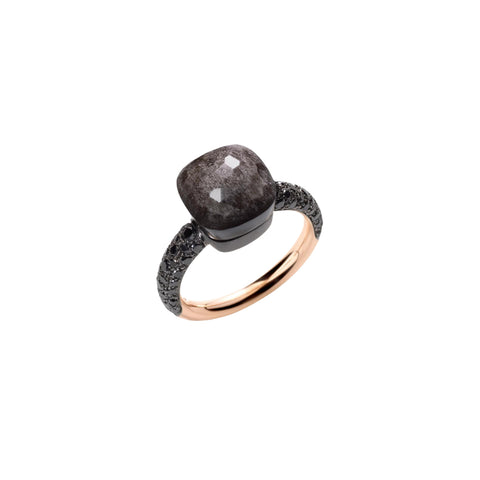 Nudo 18k Rose Gold Obsidian and Black Diamond Pavé Classic Ring