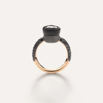 Pomellato Jewelry - Nudo 18k Rose Gold Obsidian and Black Diamond Pavé Classic Ring | Manfredi Jewels