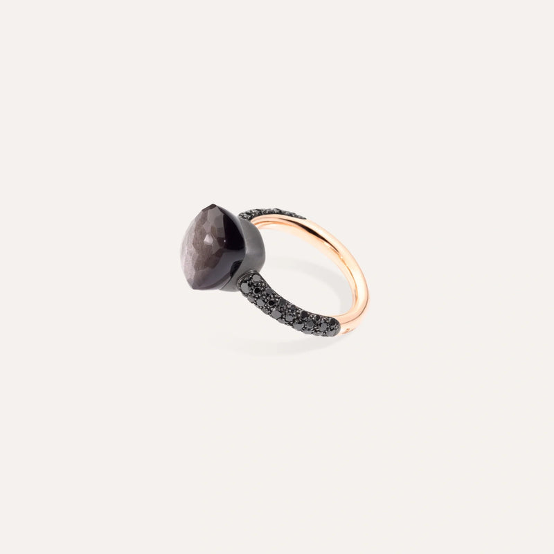 Pomellato Jewelry - Nudo 18k Rose Gold Obsidian and Black Diamond Pavé Classic Ring | Manfredi Jewels