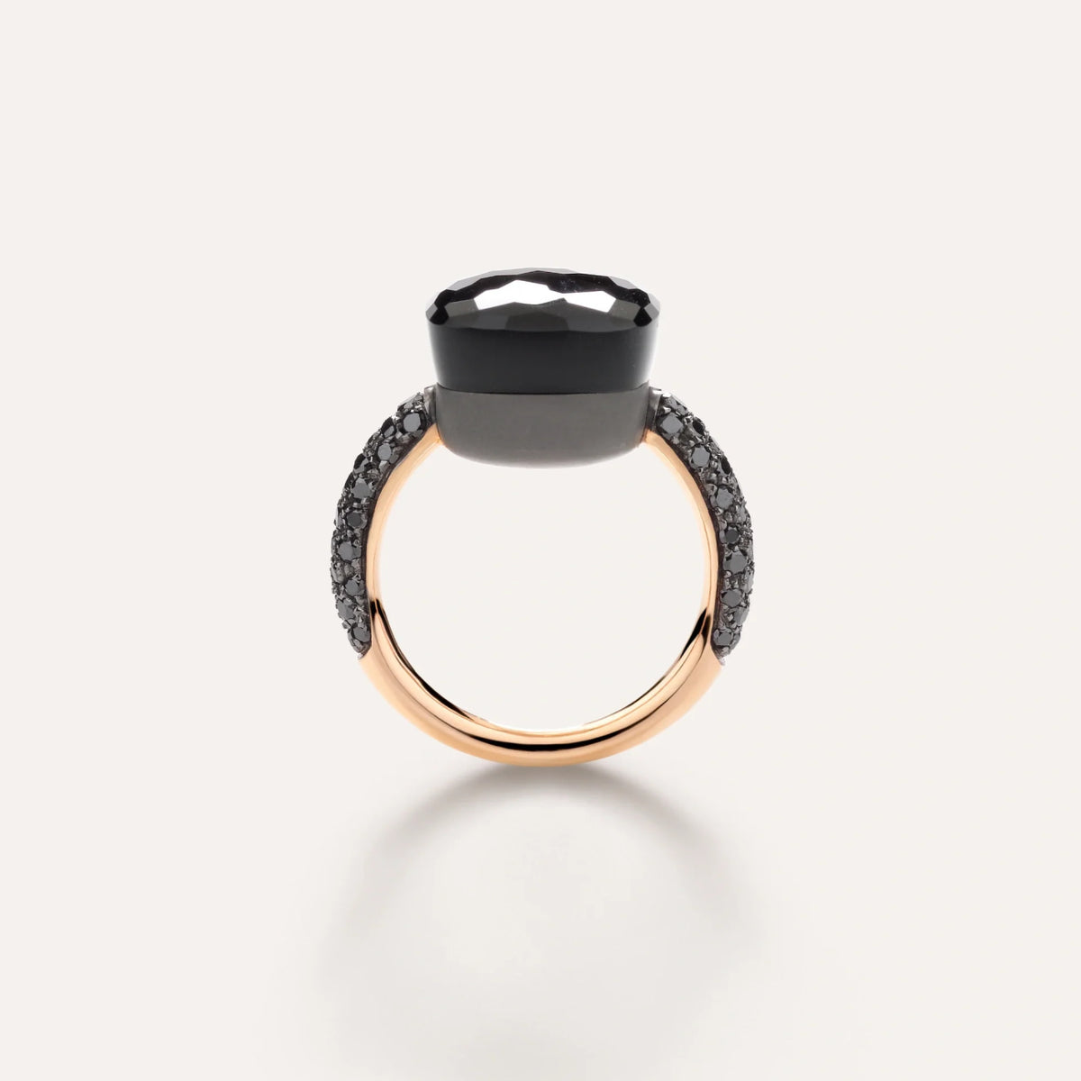 Pomellato Jewelry - Nudo 18k Rose Gold Obsidian and Black Diamond Pavé Maxi Ring | Manfredi Jewels