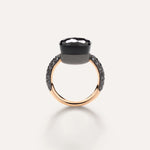 Pomellato Jewelry - Nudo 18k Rose Gold Obsidian and Black Diamond Pavé Maxi Ring | Manfredi Jewels
