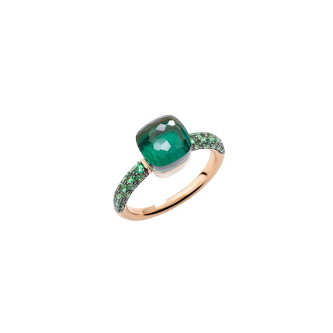 Nudo 18K Rose Gold Prasiolite and Malachite with a Tsavorite Pavé Petit Rings