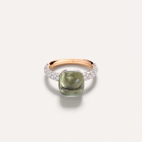 Pomellato Jewelry - Nudo 18K Rose Gold Prasolite and Diamond Pavé Classic Ring | Manfredi Jewels