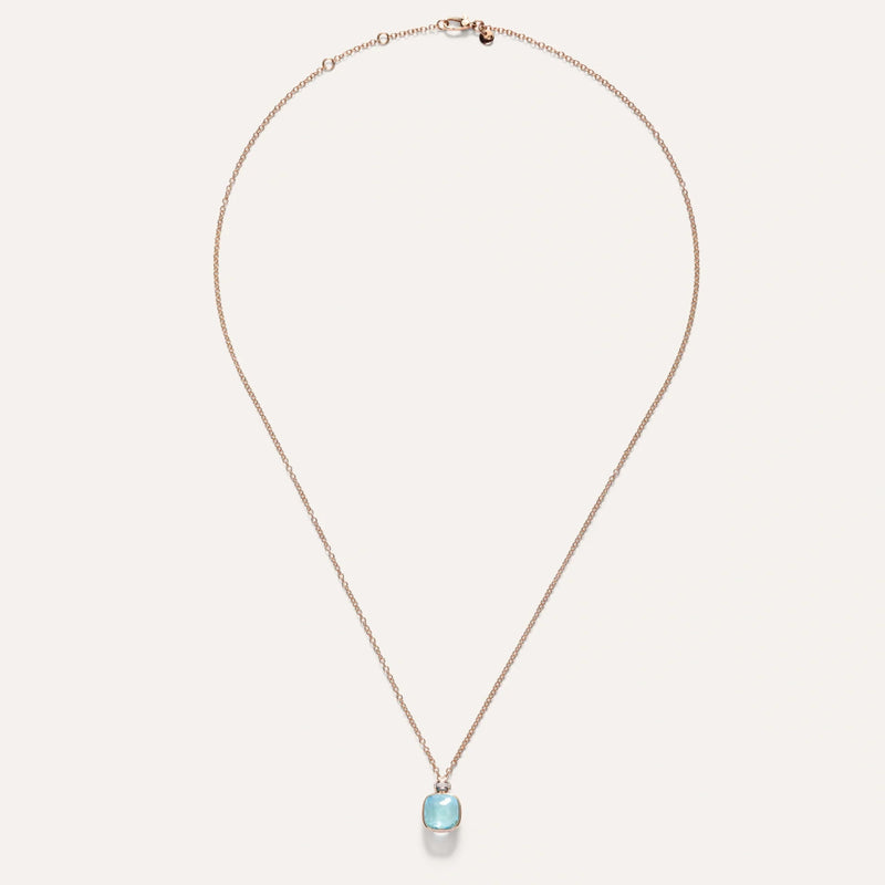 Pomellato Jewelry - Nudo 18K Rose Gold Sky Blue Topaz Diamond Necklace | Manfredi Jewels