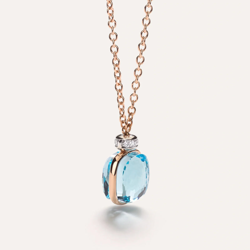 Pomellato Jewelry - Nudo 18K Rose Gold Sky Blue Topaz Diamond Necklace | Manfredi Jewels