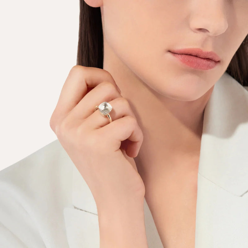 Pomellato Jewelry - Nudo 18K Rose Gold White Topaz Classic Ring | Manfredi Jewels