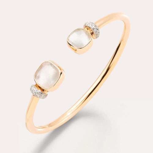 Pomellato Jewelry - Nudo 18K Rose Gold White Topaz & Mother of Pearl Diamond Bracelet | Manfredi Jewels