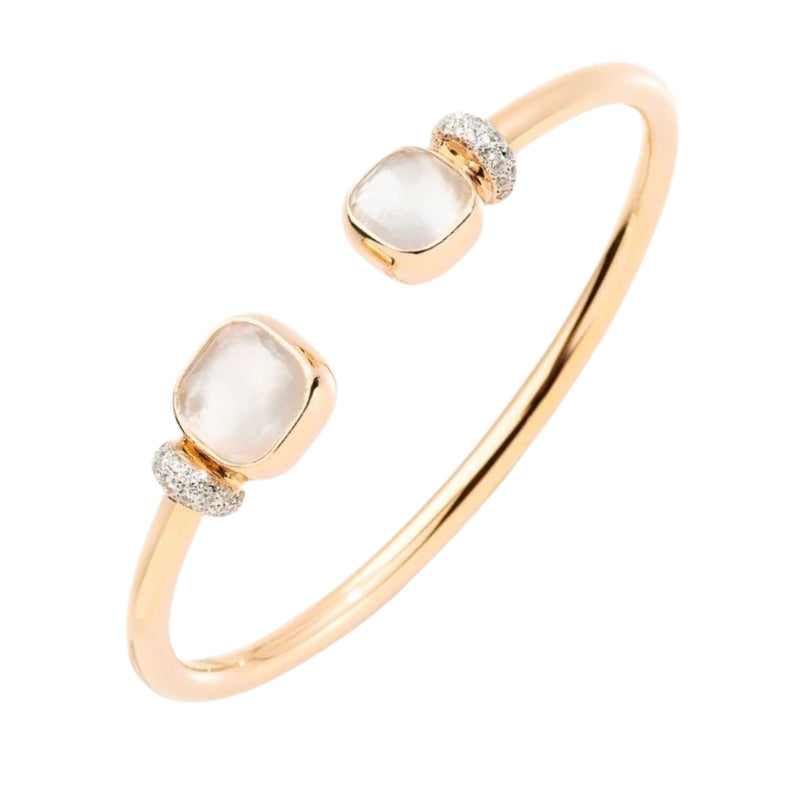 Pomellato Jewelry - Nudo 18K Rose Gold White Topaz & Mother of Pearl Diamond Bracelet | Manfredi Jewels