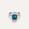 Pomellato Jewelry - Nudo 18K White Gold Blue London Topaz with Diamond Pavé Ring | Manfredi Jewels
