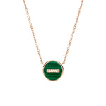 Pomellato Jewelry - Pom Pom Dot 18K Rose Gold Malachite & Mother of Pearl Two-Sided Button Diamond Pendant Necklace | Manfredi Jewels