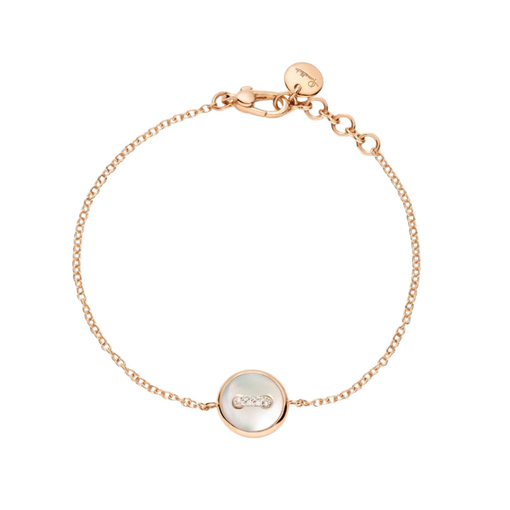Pomellato Jewelry - Pom Pom Dot 18K Rose Gold White & Grey Mother of Pearl Two-Sided Button Diamond Bracelet | Manfredi Jewels